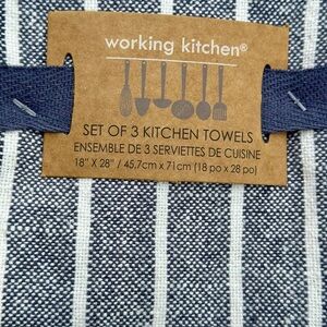 Working Kitchens Navy and White Striped Kitchen Towels - Set of 3